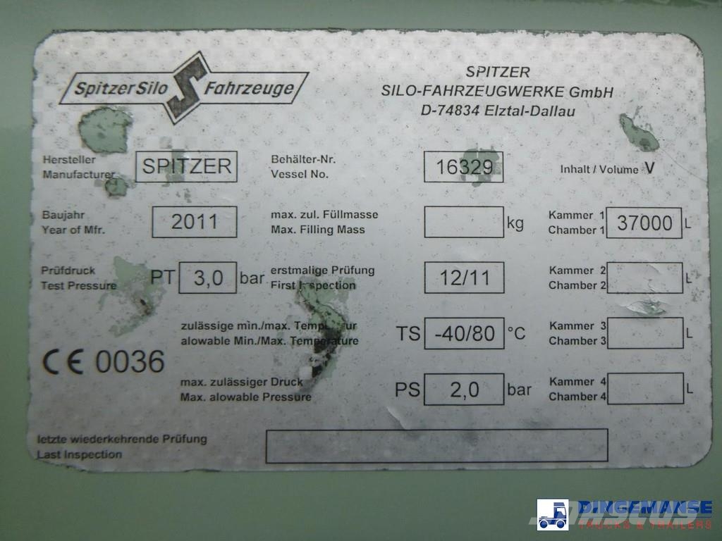 Spitzer Powder tank alu 37 m3 / 1 comp مقطورات ذات صهاريج