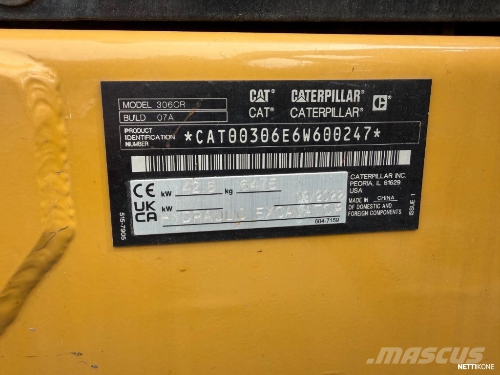 CAT 306 CR Mini ekskavatörler, 7 tona dek