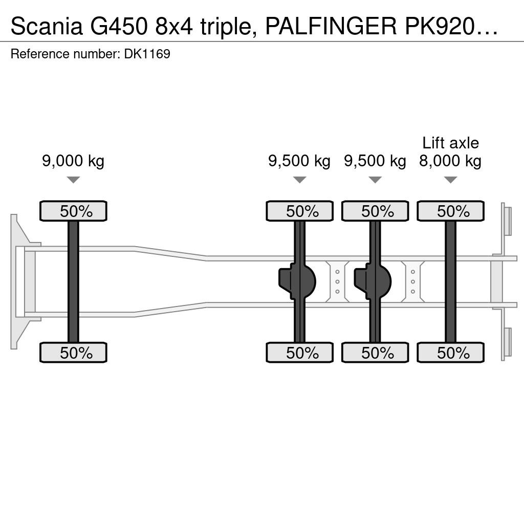 Scania G450 8x4 triple, PALFINGER PK92002 (92tm) FLYJIB/E Kraner til alt terræn