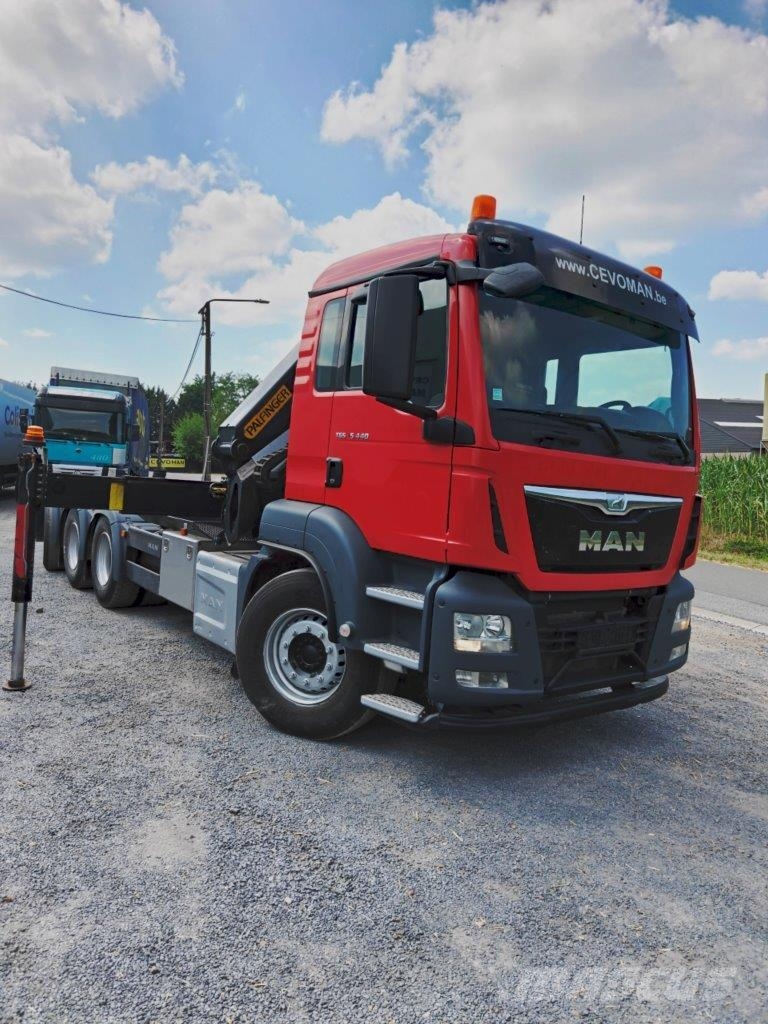 MAN TGS 35.440 8x4 tridem Euro6 Containertruck + Palfi Treileri ar āķi