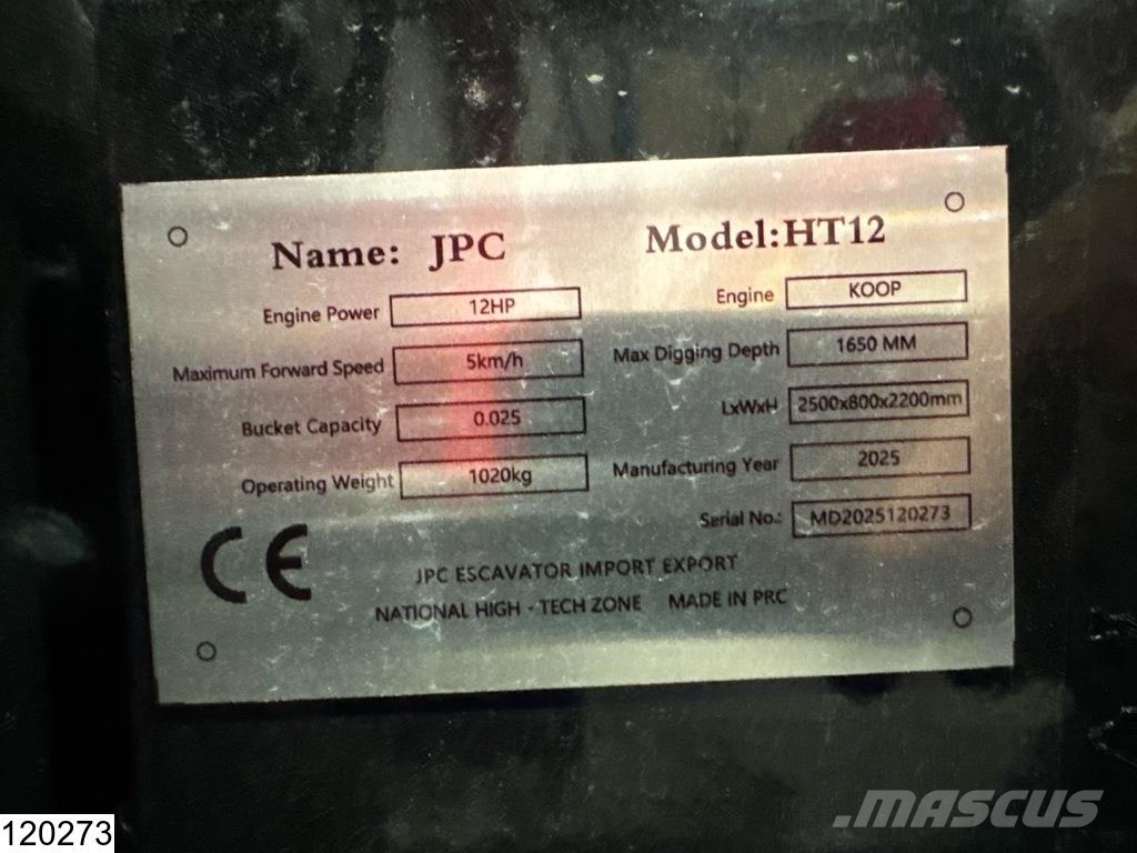 JPC HT12 New – Unused, 2025, 12 hp Mini bageri < 7t