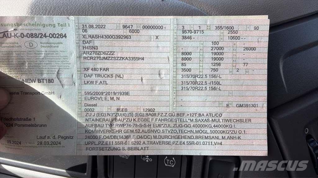 DAF XF480 BDF Camiones chasis