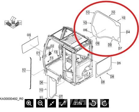 Hitachi VITRE LATERALE DROITE ZX-7 / YA00073496 LHE Καμπίνες και εσωτερικό