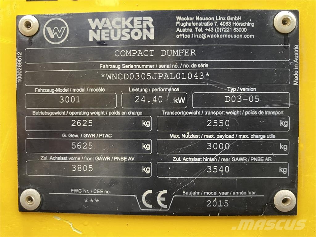Wacker Neuson 3001S Minidumper