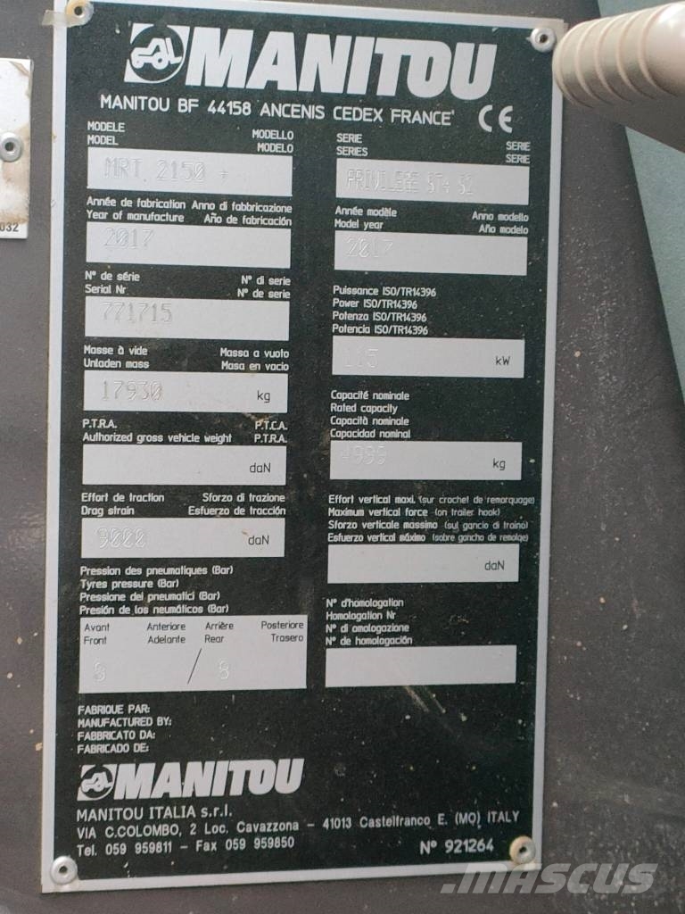 Manitou MRT 2150 Privilege Plus Teleskoplastere