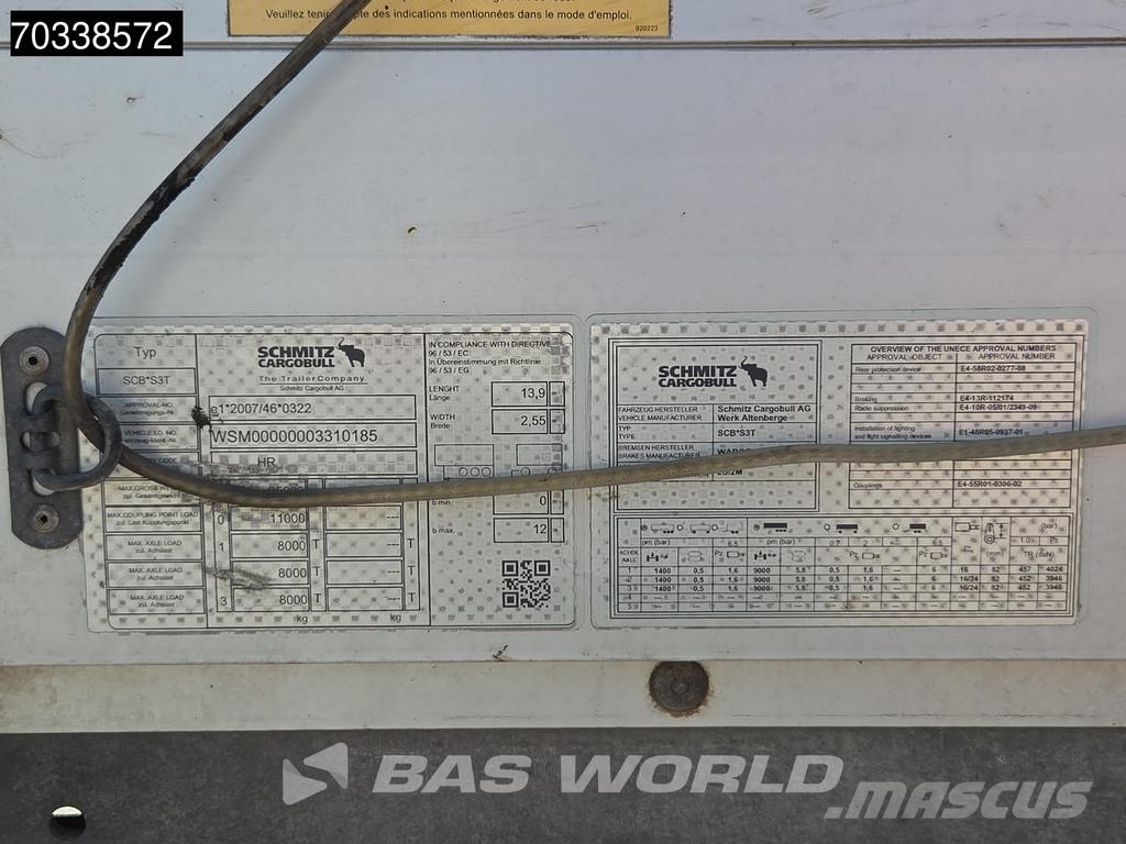 Schmitz Cargobull SCB*S3T 3 axles Sliding Roof MOT 09/27 Lift Axle Elhúzható ponyvás félpótkocsik