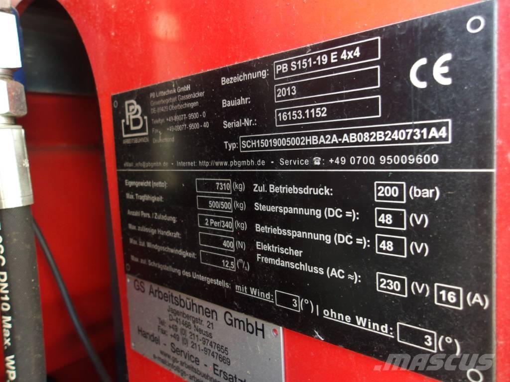 PB Lifttechnik PB S151-19 E 4x4 Škaraste platforme