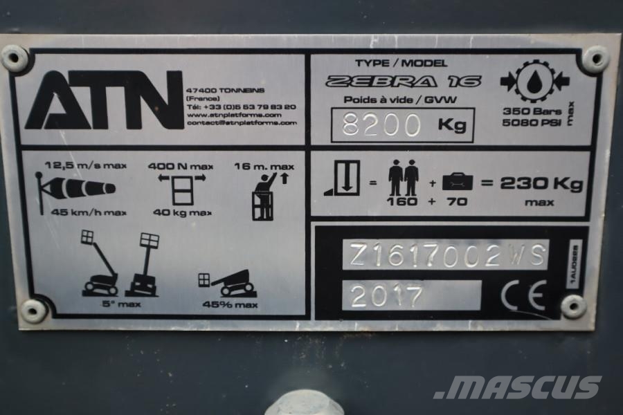 ATN Zebra 16 STAB Diesel, Hydr. Stabilisers, 4x4x4 Dri 관절형 전동이동 리프트