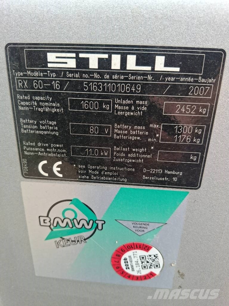 Still RX 60-16 Electric forklifts