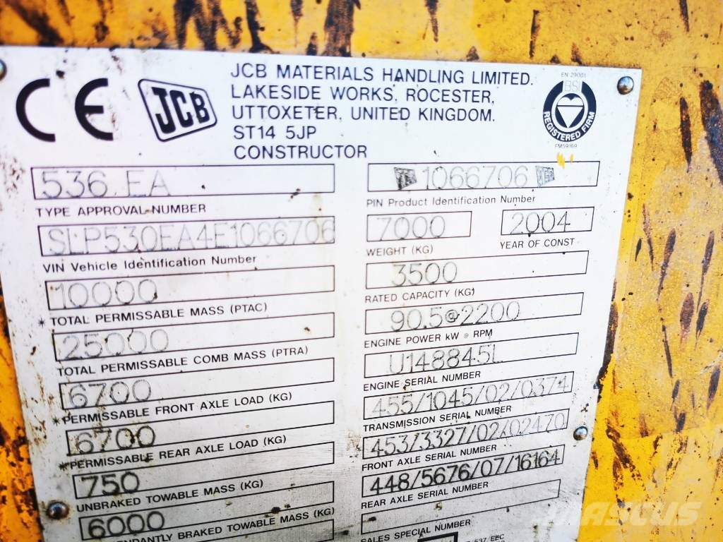 JCB 536-70 2004r.Parts,Części 텔러 핸들러