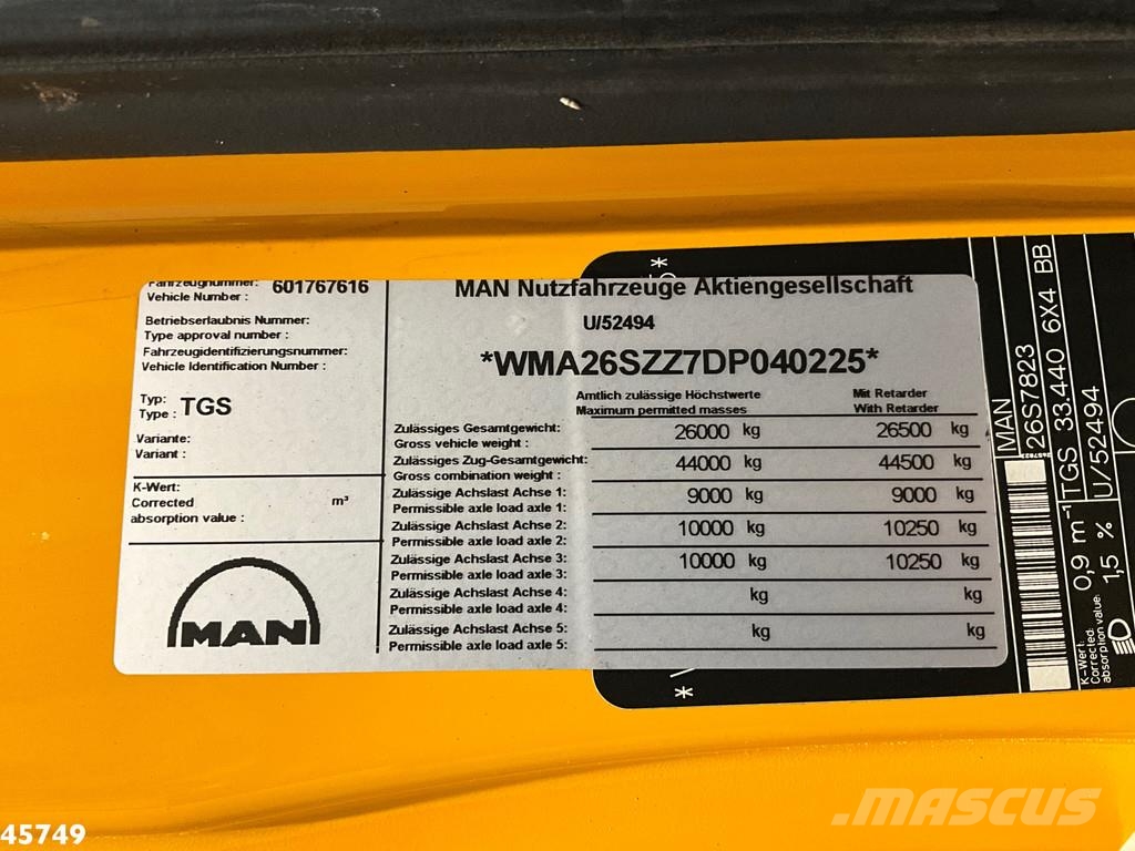 MAN TGS 33.440 6x4 ZF Intarder Manual Full steel 21 To Kotalni prekucni tovornjaki