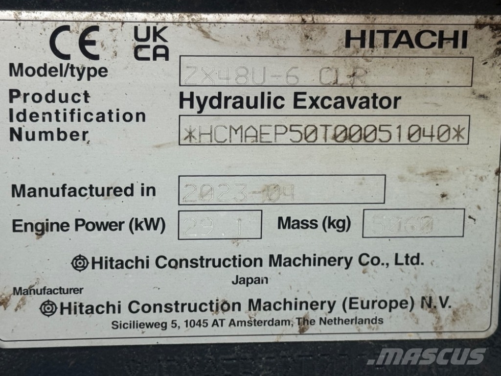 Hitachi ZX 48 U حفارات صغيرة أقل من 7 طن (حفارات صغيرة)