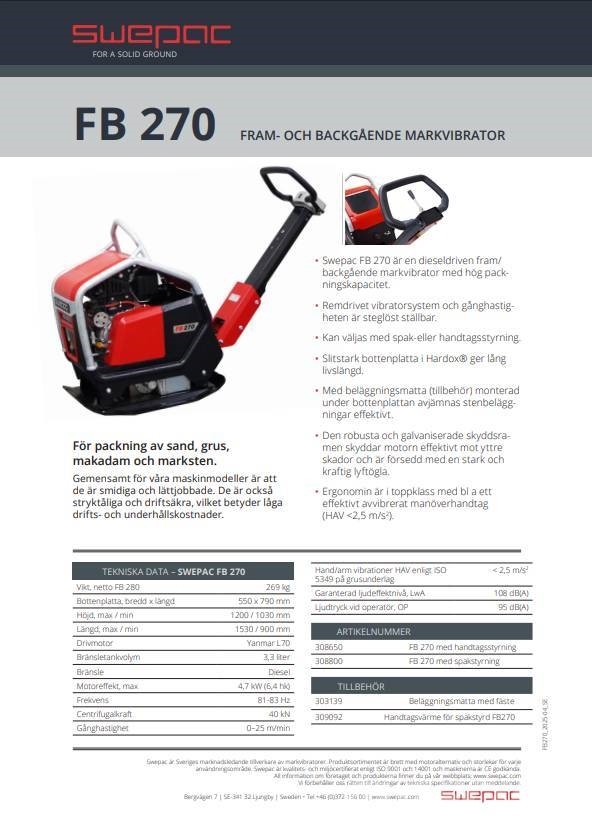 Swepac FB 270 Plate compactors