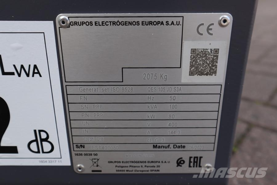 Atlas Copco QES 105 JD S3A ESF Valid inspection, Diesel, 105 k Дизельні генератори