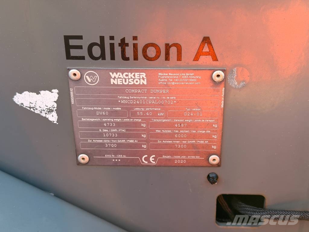 Wacker Neuson DV 60 6 Ton Dual View Dumper Мини-самосвалы