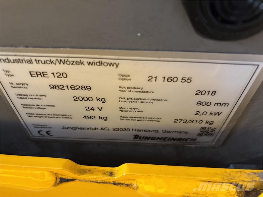 Jungheinrich ERE 120 FP Lithium 1600mm Pedestrian stacker