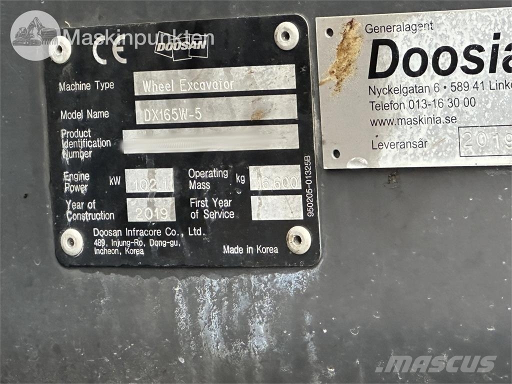 Doosan DX 165 W-5 Excavadoras de ruedas