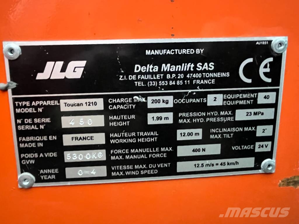 JLG TOUCAN 1210 V-4138 FOR EXPORT ONLY EO Вертикальні щоглові підйомники