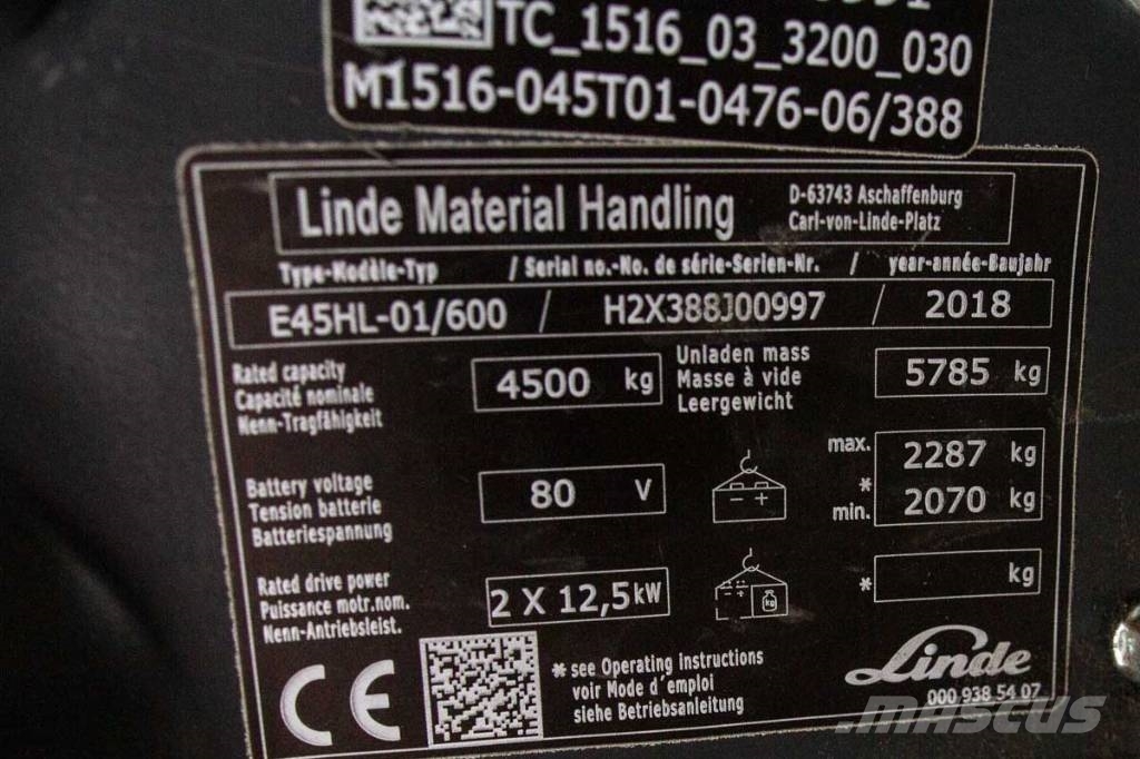 Linde E 45 Elektrikli forkliftler