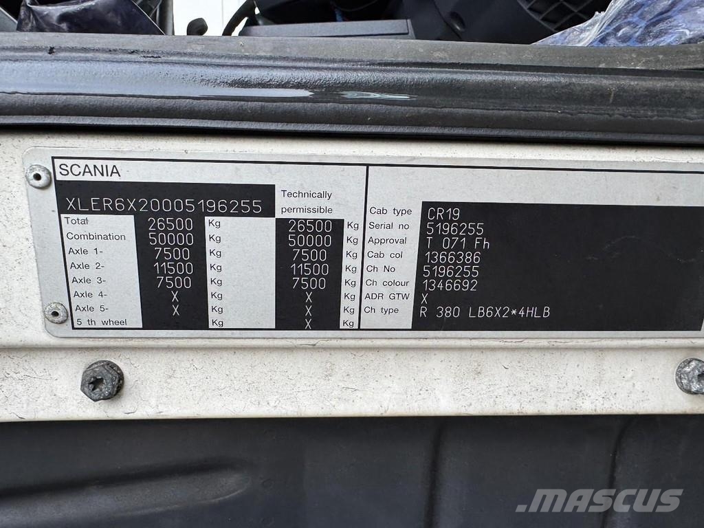 Scania R 380 6X2 *DAMAGED* + DHOLLANDIA 2000 KG LIFT Lastbil - Gardin