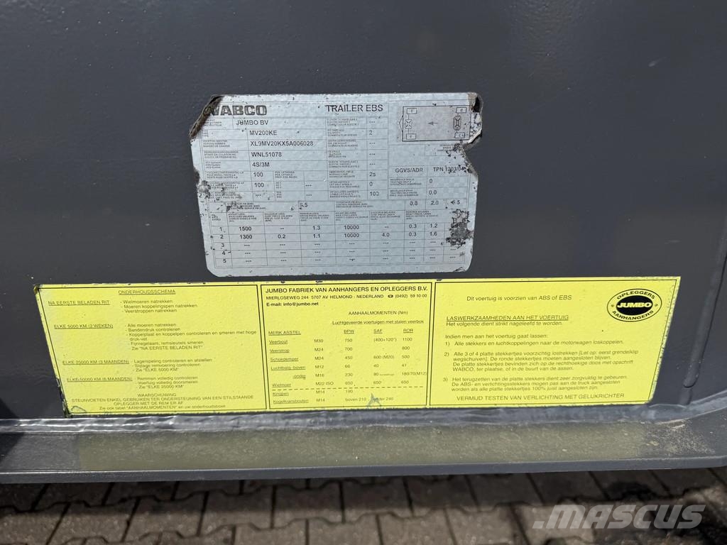 Jumbo MV 200 KE 38m3 Kipper Schamel Aanhangwagen Reboques basculantes