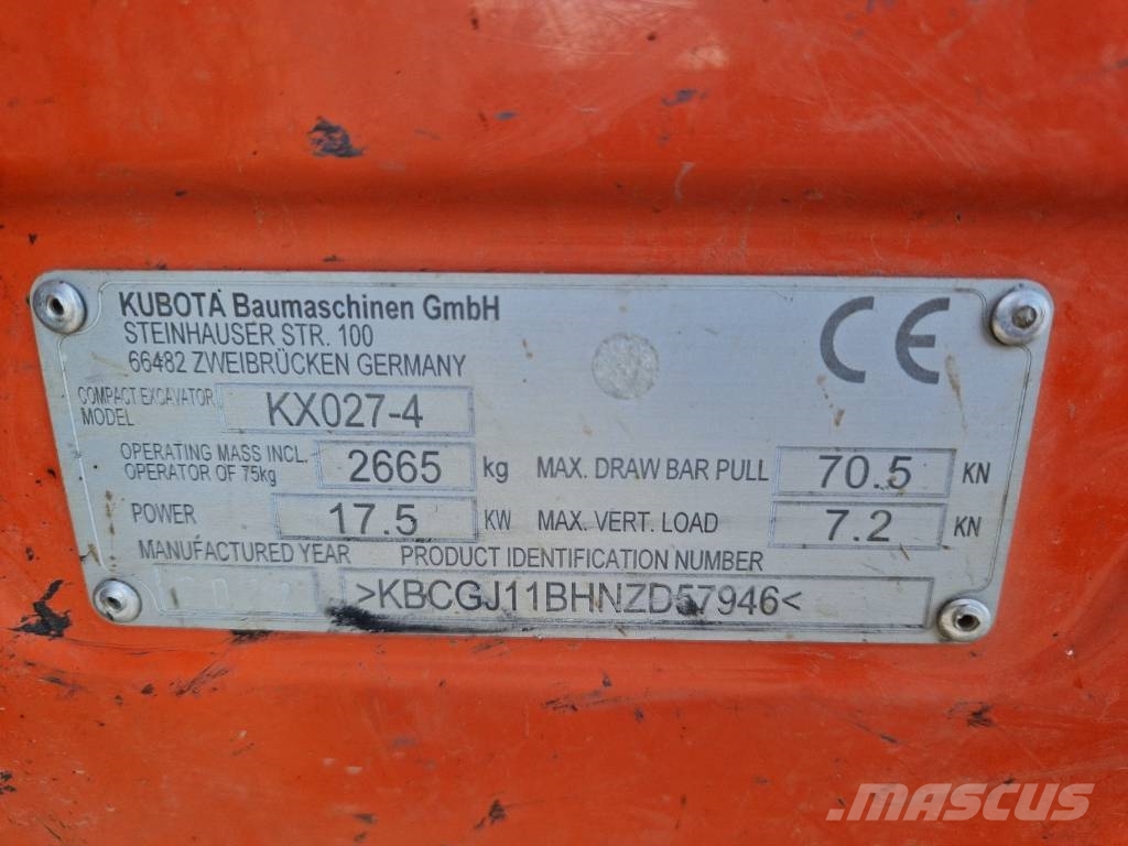 Kubota KX 027-4  jak JCB CAT WACKER R405 Εκσκαφάκι (διαβολάκι) < 7t