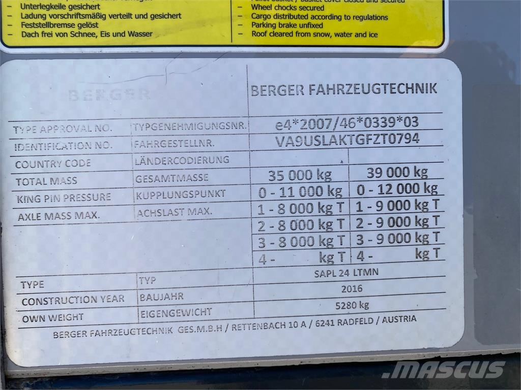 Berger SAPL VIN 794 Poluprikolice sa ceradom