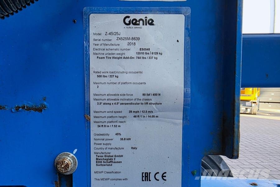 Genie Z45/25JRT Diesel, 4x4 Drive, 16m Working Height, 7 Plataformas con brazo de elevación manual