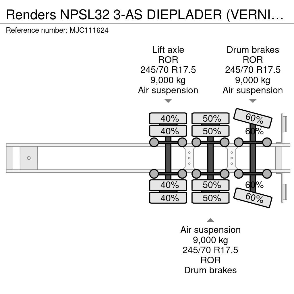 Renders NPSL32 3-AS DIEPLADER (VERNIEUWD) / LOWLOADER (REF Low loader-semi-trailers