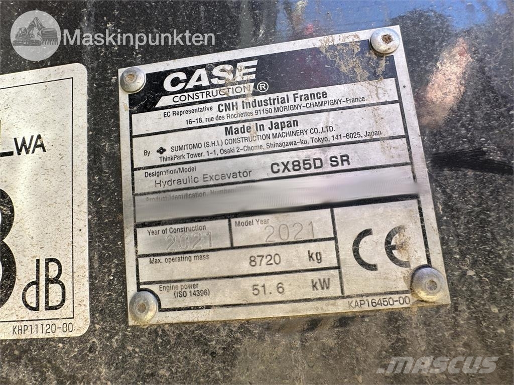 CASE CX85D Sr Kāpurķēžu ekskavatori