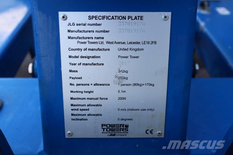 JLG Power Tower Electric, 5.10m Working Height, 250kg Articulated boom lifts
