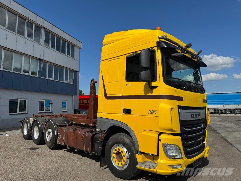 DAF XF 510 8X2 EURO 6 + MEILLER 20 TON HOOKLIFT Camion con gancio di sollevamento