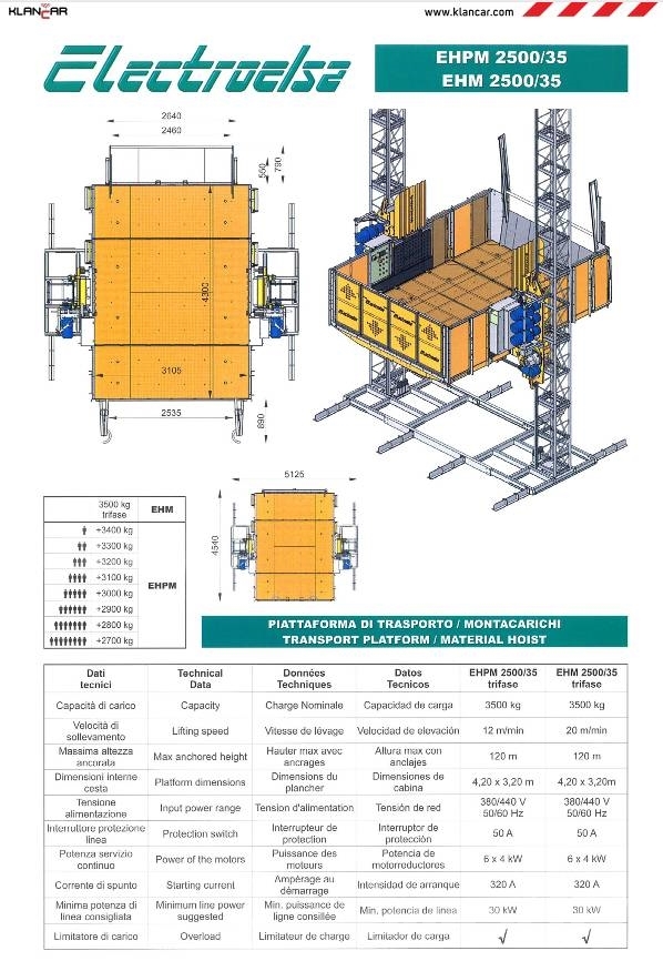 Electroelsa EHPM 2500/35 Plataformas de Mastro Vertical