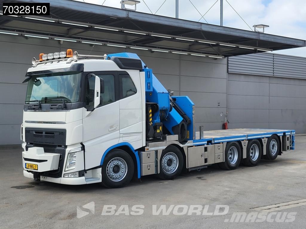 Volvo FH 500 FH 10X4 Palfinger PK92002-SH Crane 7 extens 平板栏板货车