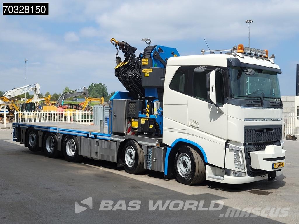 Volvo FH 500 FH 10X4 Palfinger PK92002-SH Crane 7 extens 平板栏板货车