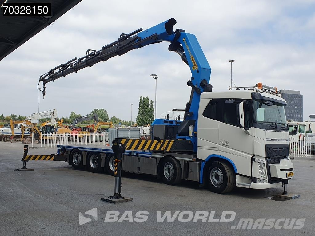 Volvo FH 500 FH 10X4 Palfinger PK92002-SH Crane 7 extens 平板栏板货车
