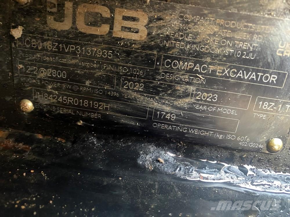 JCB 18Z-1 Miniescavadeiras < 7t (Mini escavadeiras)