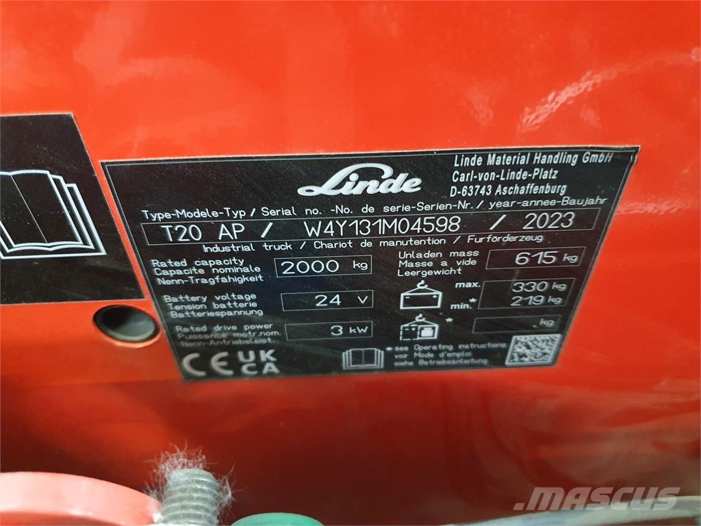 Linde T20AP lang Ručne vedené vysokozdvižné vozíky