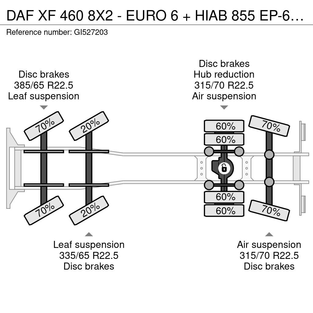 DAF XF 460 8X2 - EURO 6 + HIAB 855 EP-6 + REMOTE + STE Rabljene dizalice za težak teren