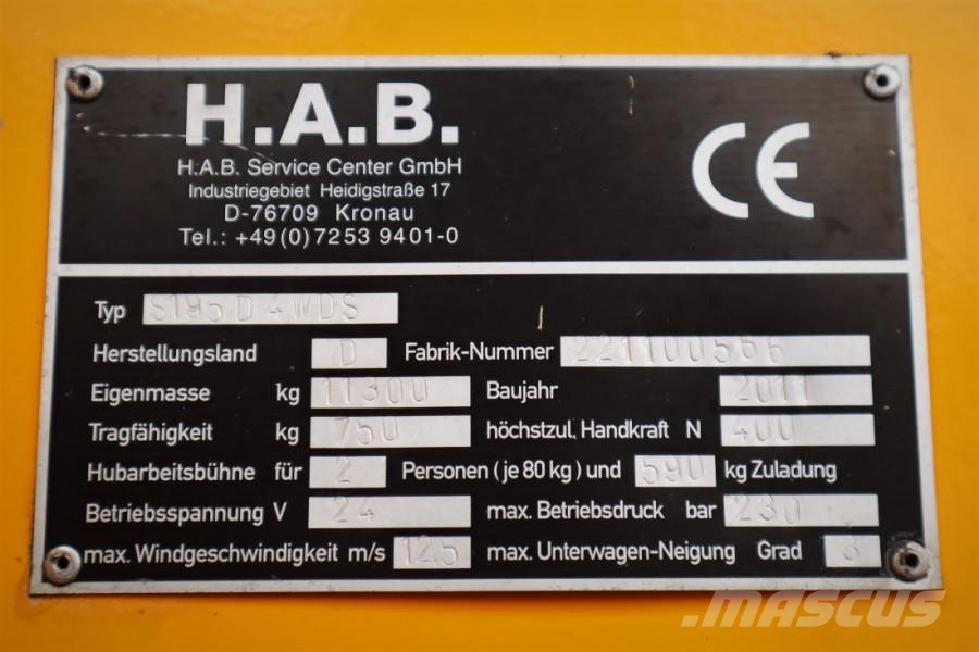 HAB S195-24 D4WDS Diesel, 4x4 Drive, 19.5m Working Hei Žirkliniai keltuvai
