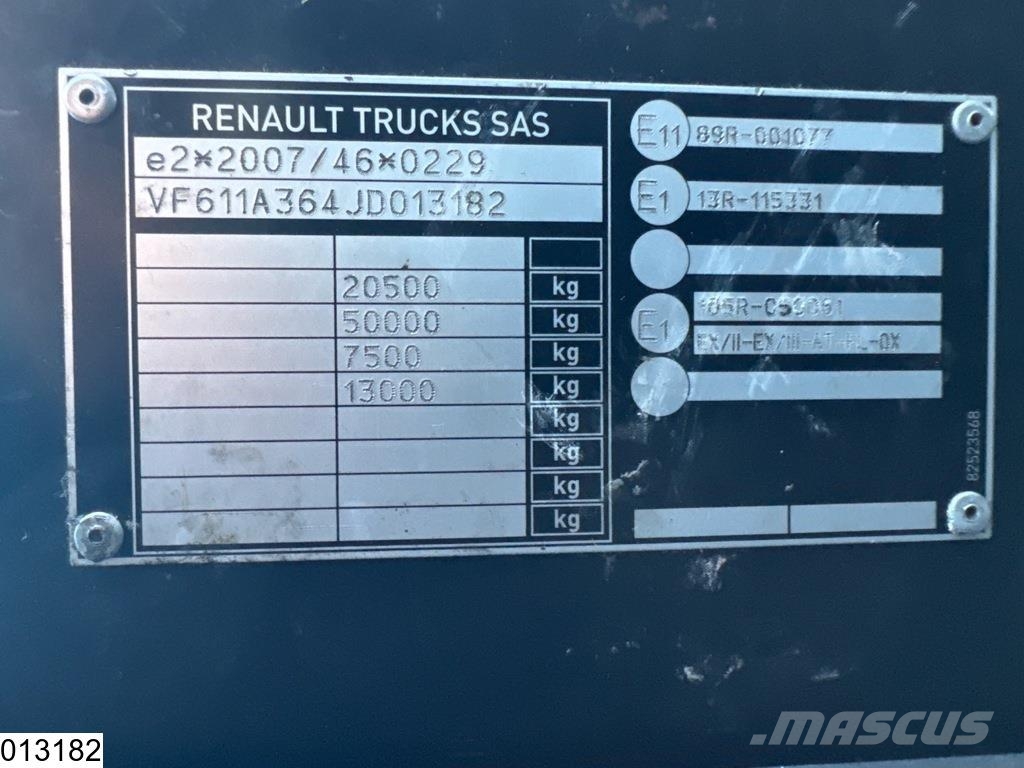 Renault T 440 EURO 6, ADR, PTO, Standairco Naudoti vilkikai