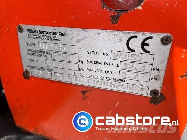 Kubota u17-3 - Midi excavator - Year of manufacture 2016 Міні-екскаватори < 7т