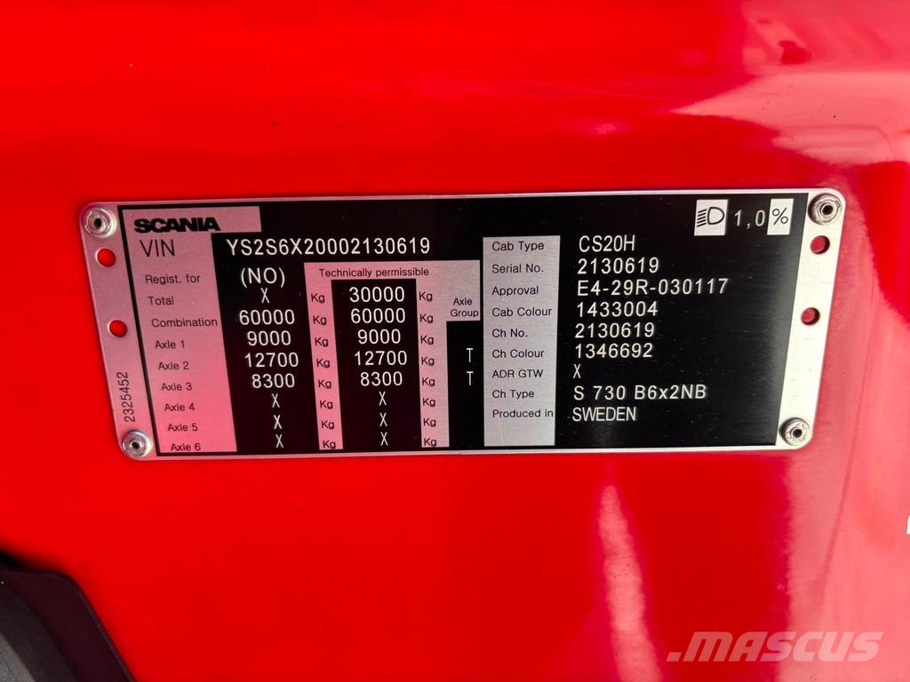 Scania S 730 6x2 HIAB XR 22 ton / L=5900 mm / RETARDER Camiones polibrazo