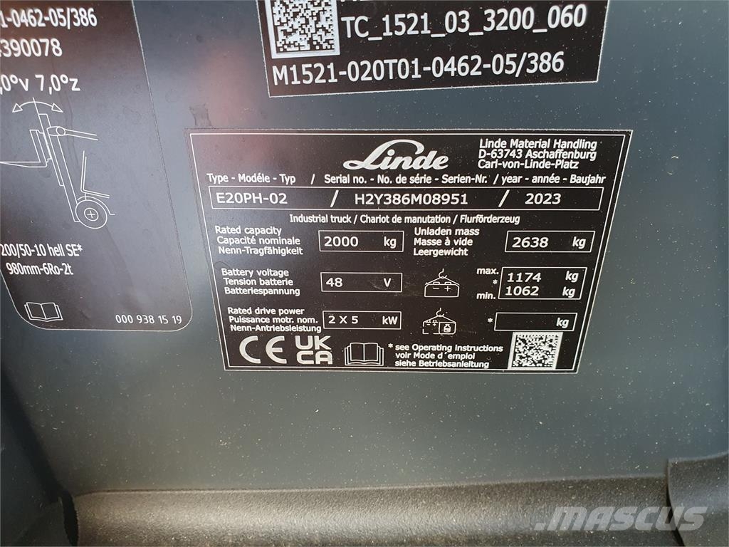 Linde E20PH شاحنات ذات رافعات شوكية تعمل بالكهرباء