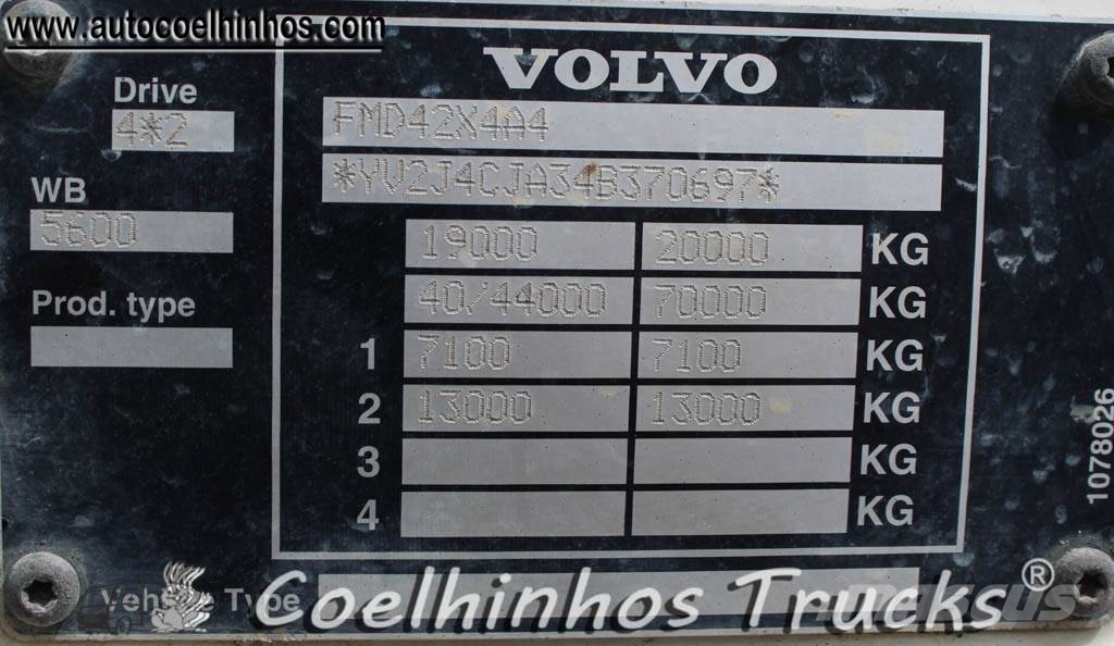 Volvo FM 340 + Hiab 081 Camiones de cama baja