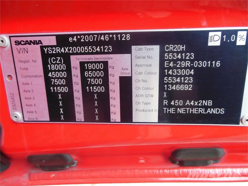 Scania R450, Standart, Retarder, Komplet na vzduch Prime Movers