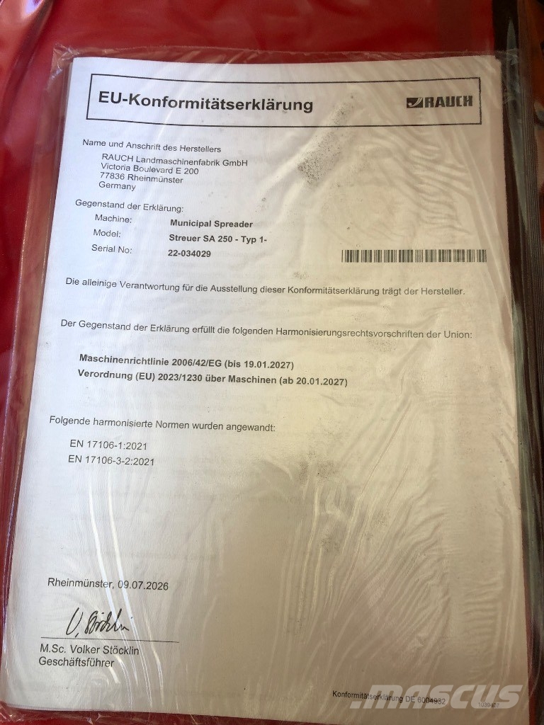 Rauch SA 250 Espalhadores de areia e sal