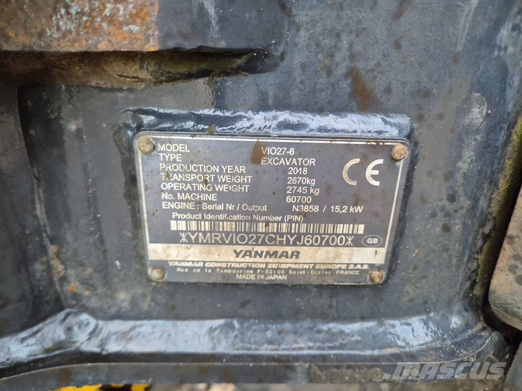 Yanmar Vio 27-6 // Powertilt // 4 buckets Minigravemaskiner