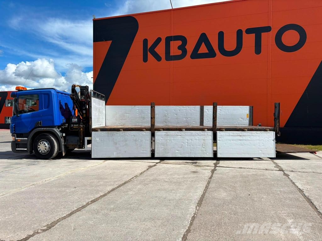 Scania P 320 4x2 HIAB 077B-2 / PLATFORM L=7286 mm Smagās mašīnas ar celtni
