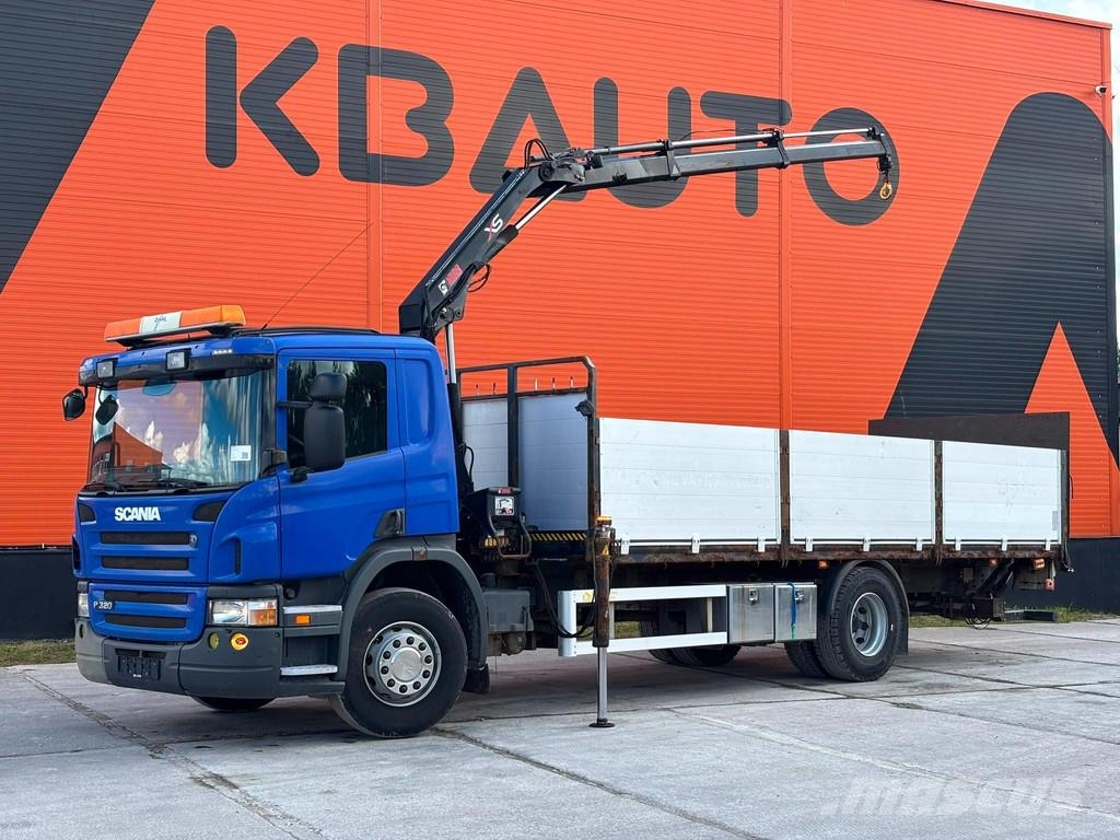 Scania P 320 4x2 HIAB 077B-2 / PLATFORM L=7286 mm Smagās mašīnas ar celtni